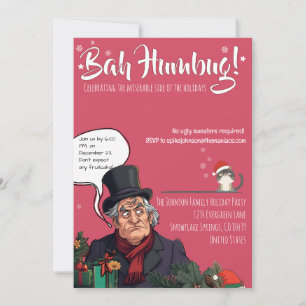 Convite Festa de Natal Bah Humbug – Diversão Mal-humorada