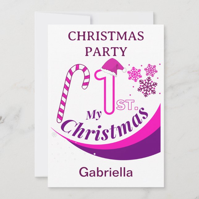 Convite Festa de Natal Bebê "Meu Natal de 1rua" (Frente)