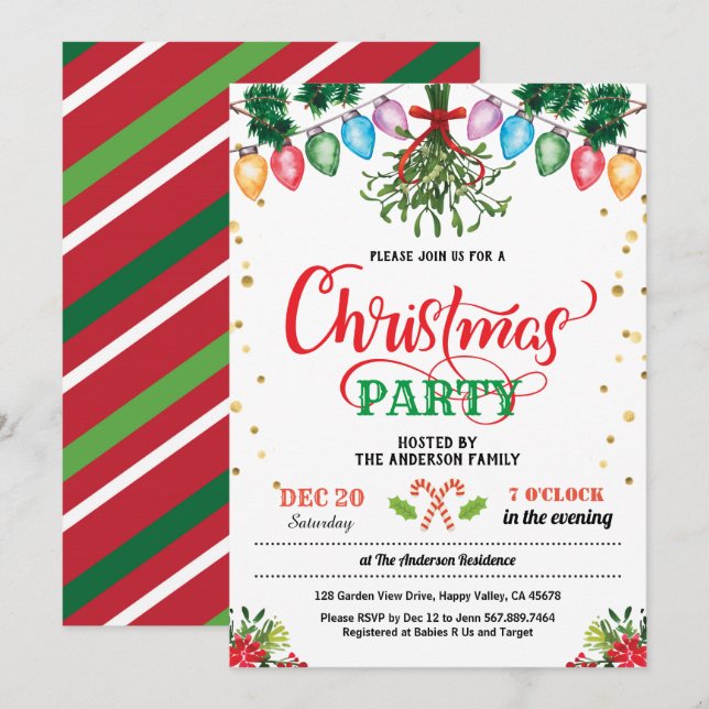 Convite Festa de Natal beija com condecoração (Frente/Verso)