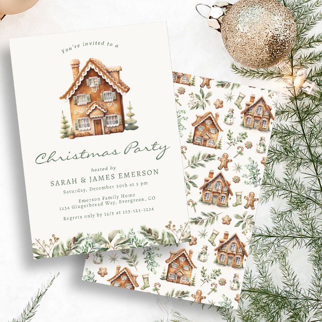 Convite Festa de Natal Biscoito de Gengibre (Christmas Party Gingerbread Invitation
)