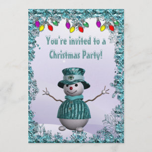 Convite Festa de Natal Blue Snowman
