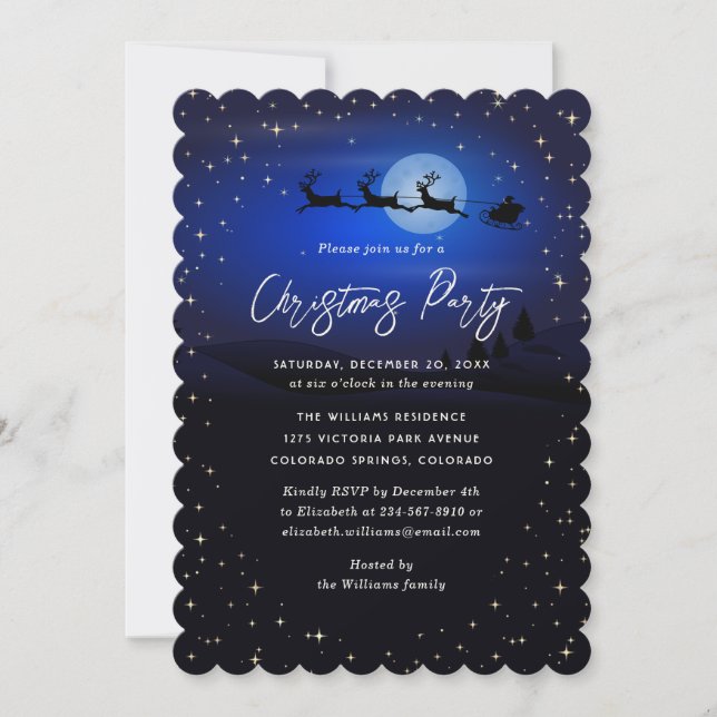 Convite Festa de Natal Blue Winter Scenery (Frente)