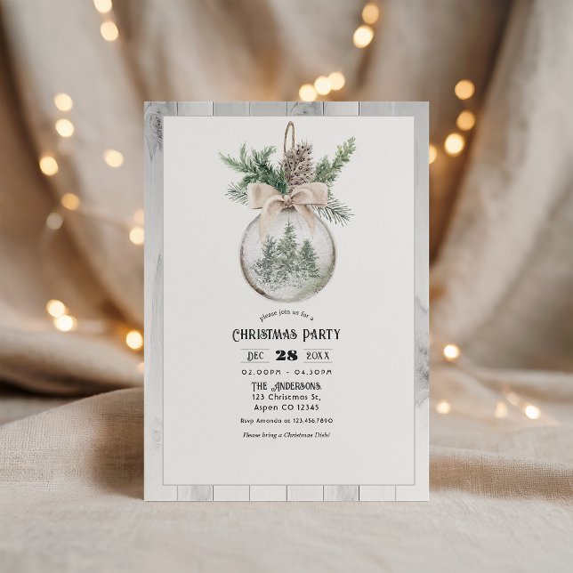 Convite Festa de Natal Boho com Aquarela Neutra (Neutral Watercolor Boho Christmas Party Invitation)