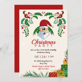 Convite Festa de Natal Bonita Papais noeis Festivos Elegan