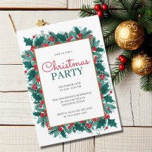 Festa de Natal Botânica de Azevinho em Aquarela El