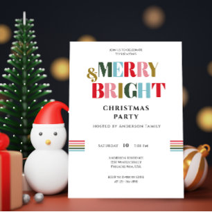Convite Festa de Natal Branca Colorida e Alegre com Estilo