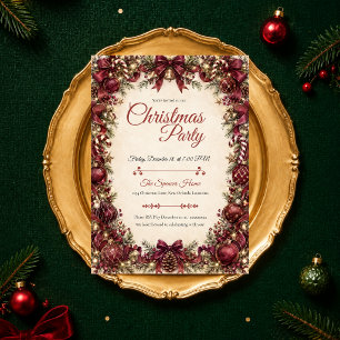 Convite Festa de Natal Burgundy Elegante