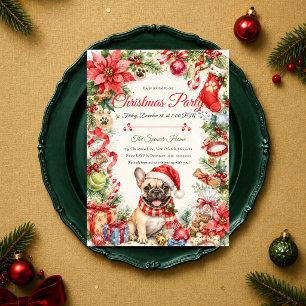 Convite Festa de Natal Caprichosa com Bulldog Francês