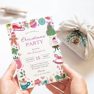 Convite Festa de Natal Caprichosa com Rabiscos