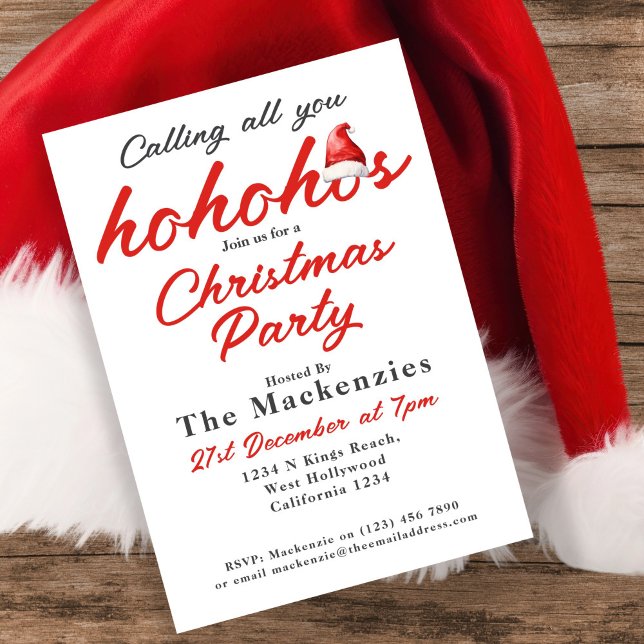 Convite Festa de Natal Chamando Todos Vocês Ho Ho Hos (Christmas Party Calling Al You Ho Ho Hos Invitations by Ricaso A fun adult themed holiday party
)