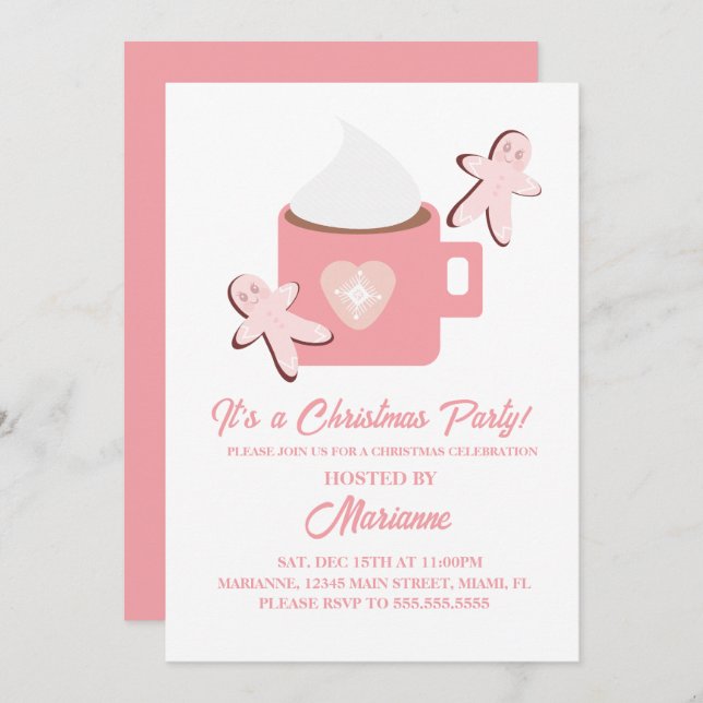 Convite Festa de Natal Chocolate Quente Pão de Mata (Frente/Verso)
