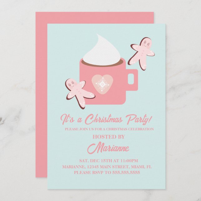 Convite Festa de Natal Chocolate Quente Pata Pia Pia (Frente/Verso)