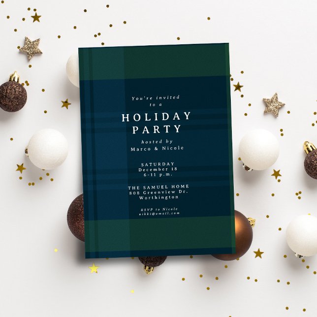 Convite Festa de Natal clássica de xadrez simples (Criador carregado)