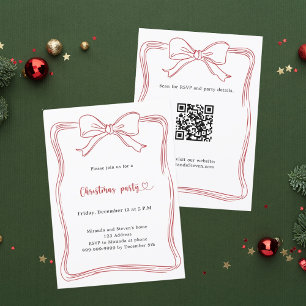 Convite Festa de Natal código QR desenhado à mão com laço