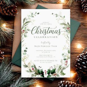 Convite Festa de Natal com Aquarela Botânica