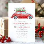 Convite Festa de Natal com Aquarela Vermelha Retro<br><div class="desc">Convide seus convidados para uma celebração nostálgica de feriado com este charmoso convite de festas de Natal com ilustração aquática de um carregando vermelho vintage, uma árvore de Natal e presentes. A design retro evoca tradições clássicas de feriado, criando uma atmosfera quente e convidativa para sua reunião. Personalize com seus...</div>