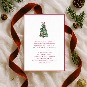 Convite Festa de Natal com Árvore de Natal em Aquarela Ele