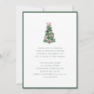 Convite Festa de Natal com Árvore de Natal em Aquarela Ele