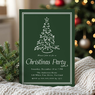 Convite Festa de Natal com Árvore de Natal Verde Floresta