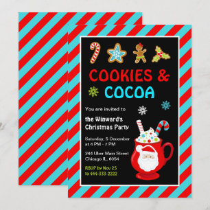 Convite Festa de Natal com Biscoitos e Cacau Quente