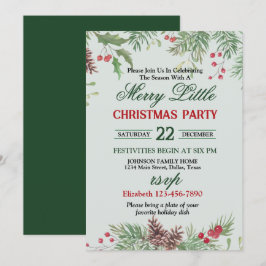Convite Festa de Natal com Borda de Azevinho Festivo
