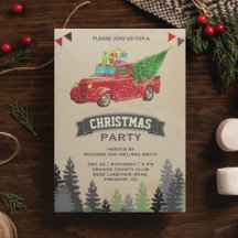 Festa de Natal com Caminhonete Vermelha Antiga