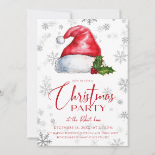 Convite Festa de Natal com chapéu de Papai Noel Vermelho