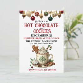 Convite Festa de Natal com Chocolate Quente e Biscoitos