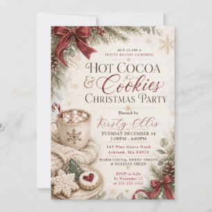 Convite Festa de Natal com Chocolate Quente e Biscoitos