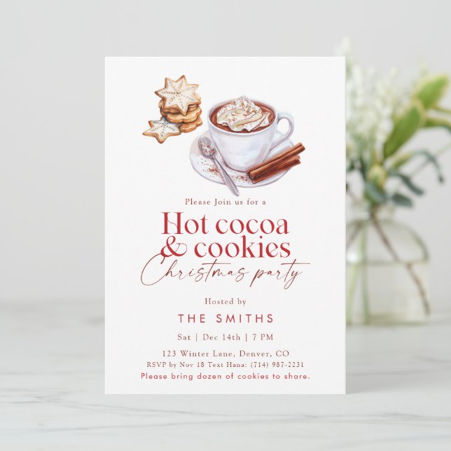 Convite Festa de Natal com Chocolate Quente e Biscoitos de (Em pé/Frente)