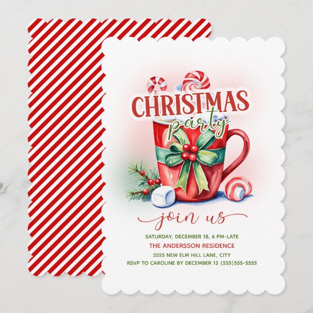 Convite Festa de Natal com Chocolate Quente e Canequinha (Frente/Verso)