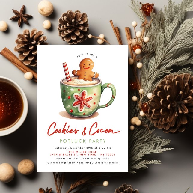 Convite Festa de Natal com Cookies e Cacau (Cookies & Cocoa Christmas Party Invitation)