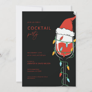 Convite Festa de Natal com Coquetéis para Adultos Vinho de