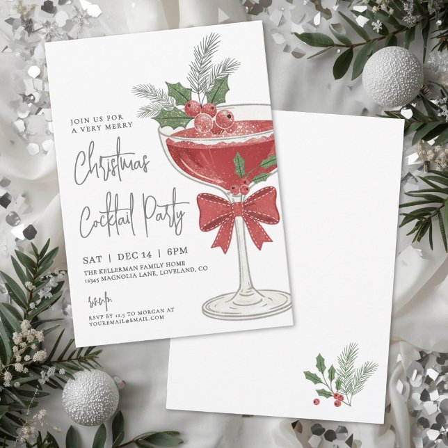 Convite Festa de Natal com Coquetel de Natal (Christmas Cocktail Holiday Party Invitation)