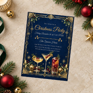 Convite Festa de Natal com Coquetel em Estilo Art Déco