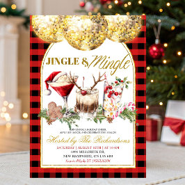 Convite Festa de Natal com Coquetel Gingham Jingle Mingle