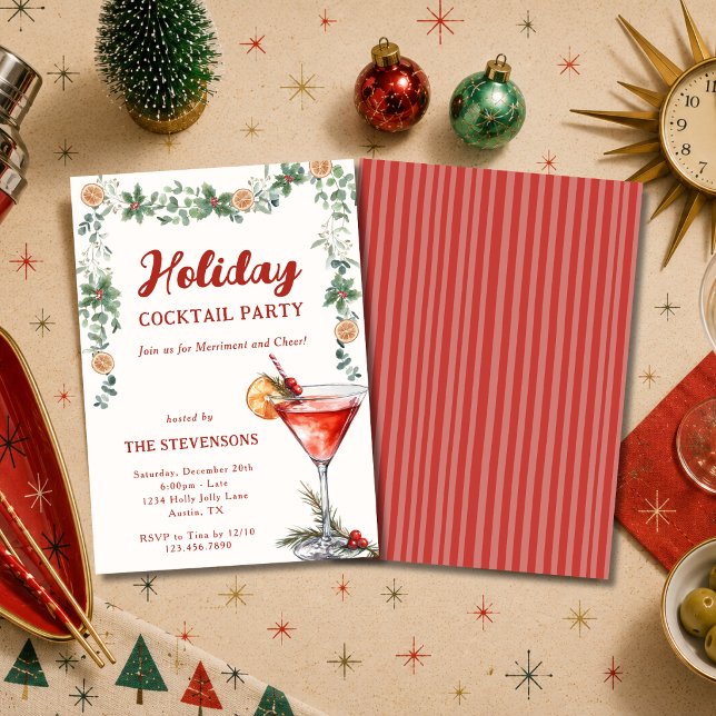 Convite Festa de Natal com Coquetel Retro Martini (Criador carregado)