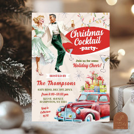 Convite Festa de Natal com Coquetel Retro Vintage de Féria