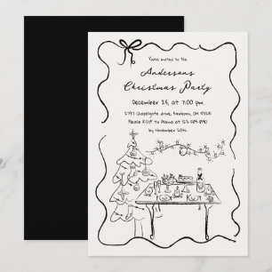 Convite Festa de Natal com Desenhos à Mão Caprichosos