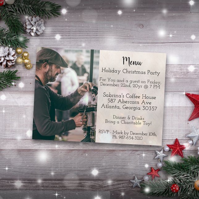 Convite Festa de Natal com Estilo de Menu de Café Simples (Criador carregado)
