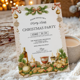 Convite Festa de Natal com Fita de Verde Pinheiro e Bege