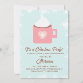 Convite Festa de Natal com Flocos de Neve de Cacau Quente