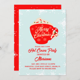 Convite Festa de Natal com Flocos de Neve de Cacau Quente