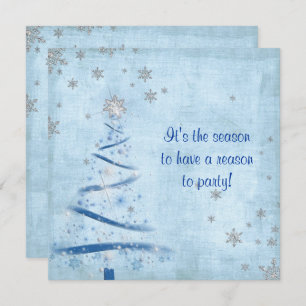 Convite Festa de Natal com flocos de neve prateados