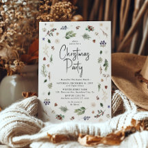 Festa de Natal com Folhagem de Inverno em Aquarela