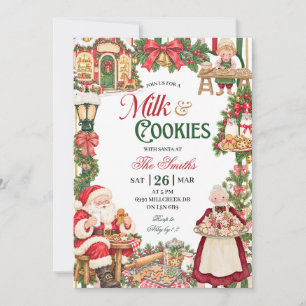 Convite Festa de Natal com Leite e Biscoitos Tema Papai No