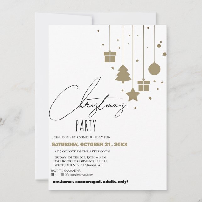 Convite Festa de Natal com Letra Elegante Moderna e Chic (Frente)