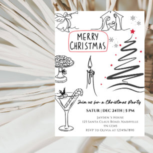 Convite Festa de Natal com Linha Artística Elegante