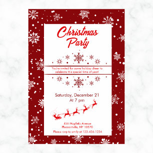 Convite Festa de Natal com Papais noeis Sleigh e Snowflake