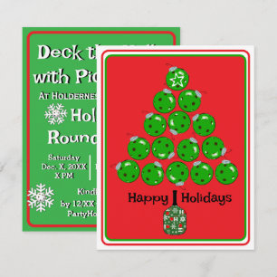 Convite Festa de Natal com Pickleballs Decoração de Natal